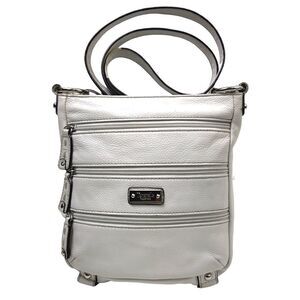 Tignanello CREAM OFF WHITE GENUINE LEATHER CROSSBODY BOHO SHOULDER BAG HANDBAG